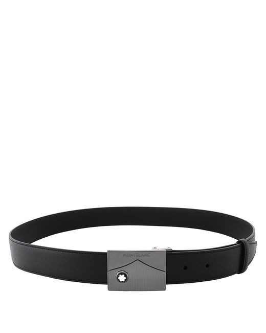 Montblanc Black 35 Mm Saffiano-Printed Leather Belt for men