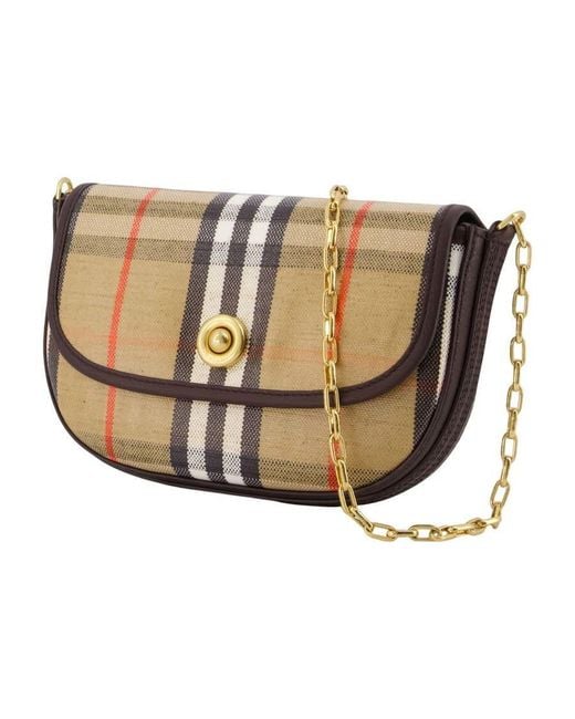 Burberry Metallic Check Canvas Crossbody Bag