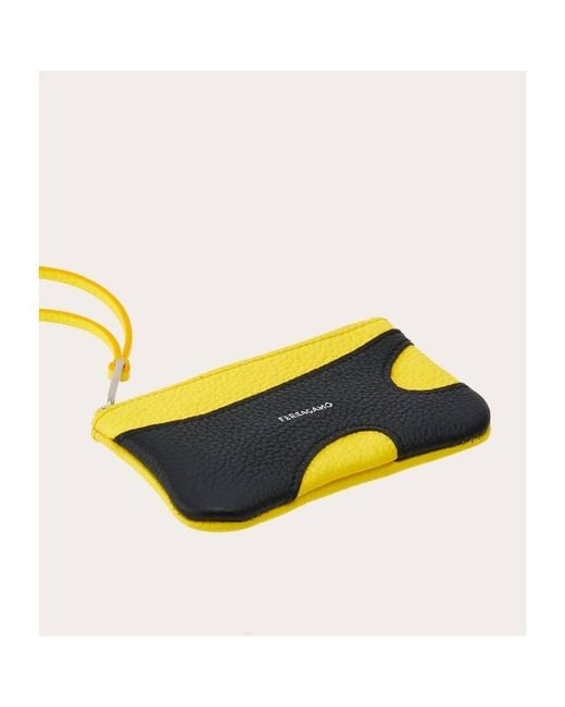 Ferragamo Yellow Logo Stamp Leather Cardholder for men