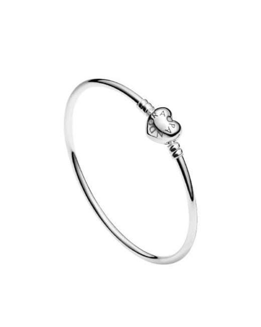 Pandora Metallic Ladies Moments Heart Clasp Bangle