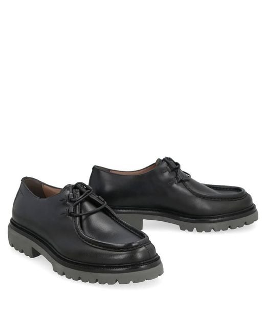 Ferragamo Black Italo Leather Lace-Up Derby Shoes for men