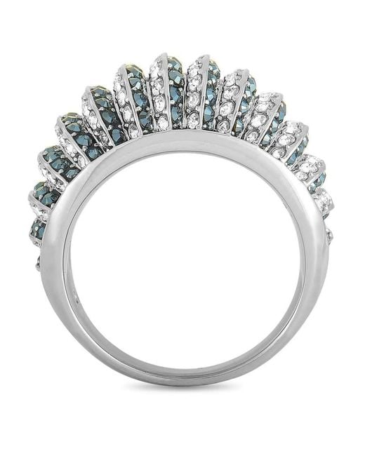 Swarovski Metallic Luxury Rhodium-Plated Stainless Steel And Clear Crystals Ring for men