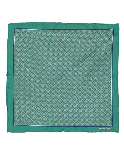 Ferragamo Green Ferragamo Geometric Pattern Pocket Square for men