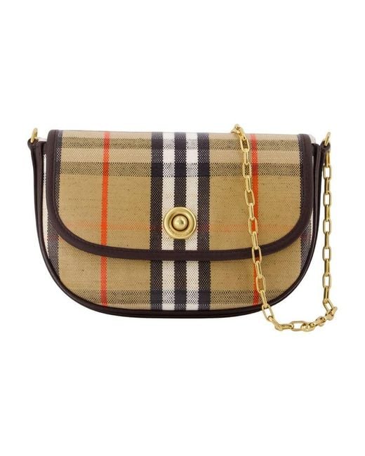 Burberry Metallic Check Canvas Crossbody Bag