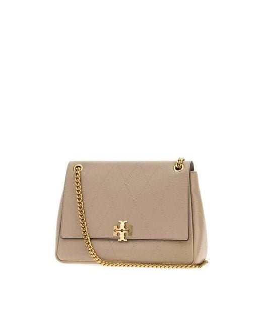 Tory Burch Natural Dove Leather Charlie Shoulder Bag Borse A Mano