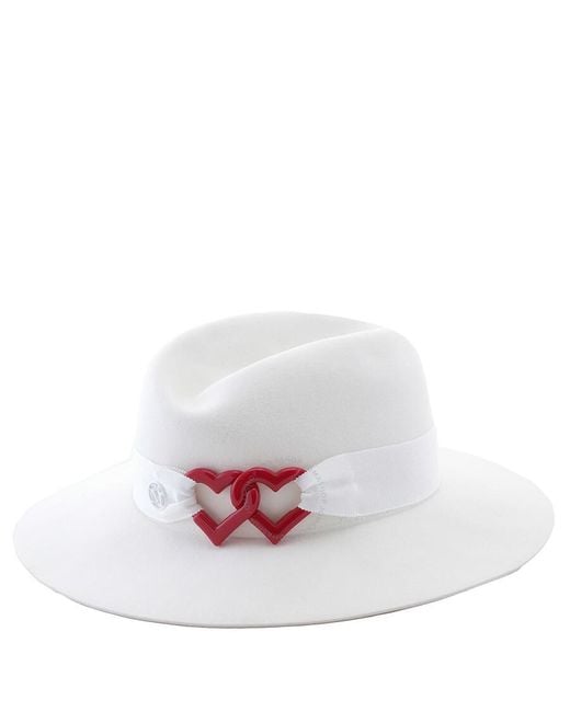 Maison Michel White Snow Virginie Valentines Heart Hat