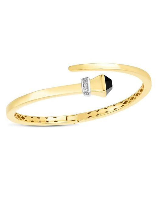 Tresorra Metallic 14K Onyx & Diamond Wrap Hardware Bangle Bracelet