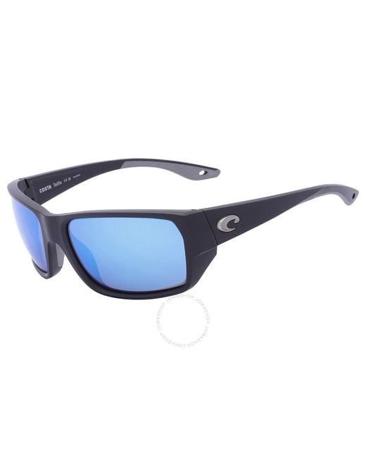 Costa Del Mar Tailfin Blue Mirror Polarized Glass Rectangular Sunglasses 6s9113 911302 60 for men