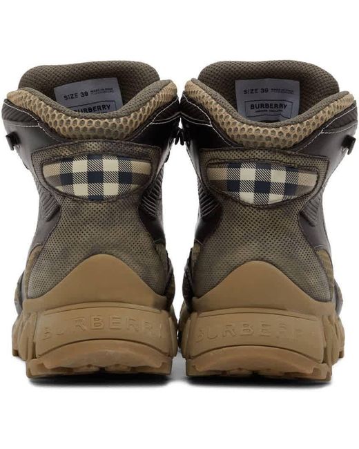 Burberry Green Tor Panelled Hiking Boots for men