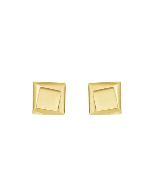 Tresorra Metallic 14K Flat Back Square Stud Earrings