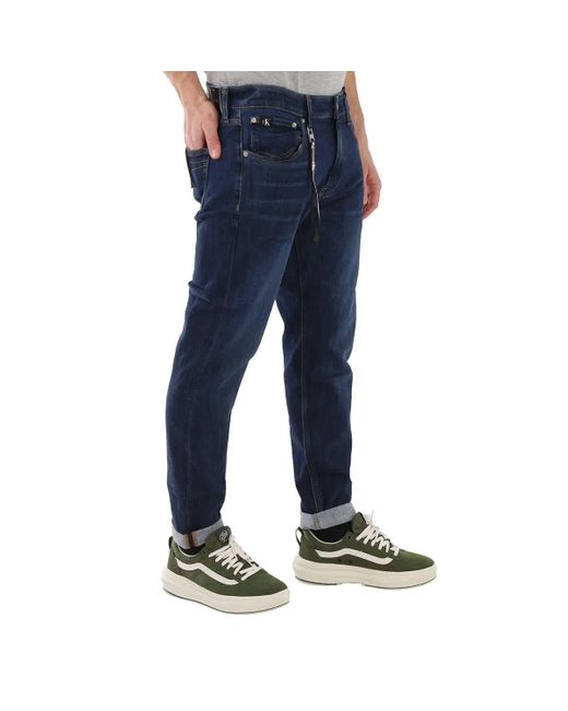 Calvin Klein Blue High Stretch Washed Modern Tapered Jeans for men