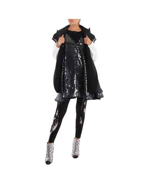 Sacai Black Ladies Layered Blazer Vest With Sequined Dress, Brand Size 2