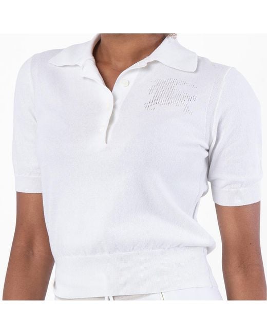 Burberry White Logo-Applique Polo Shirt