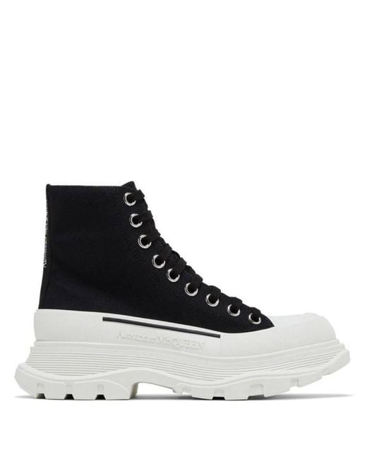 Alexander McQueen Black Tread Slick Lace Up Sneakers, Brand Size 35.5 Us