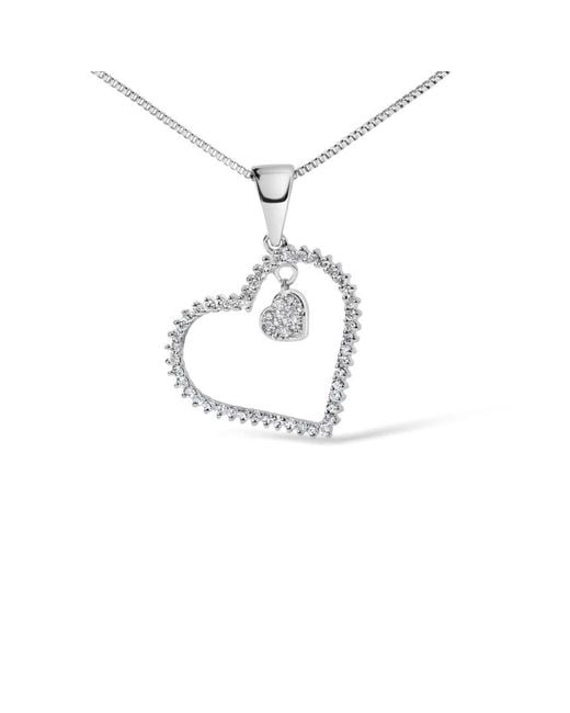 Haus of Brilliance Metallic 925 Sterling 1/3Ct Tdw Diamond Heart Pendant Necklace