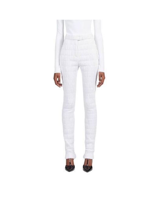 Ferragamo White Quilted Straight Leg Trousers, Brand Size Tc