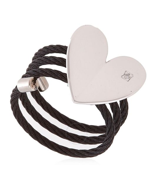 Charriol Metallic Mouni Diamond Black Pvd Heart Cable Ring