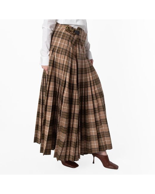 Burberry Brown Check Wool-Blend Maxi Kilt