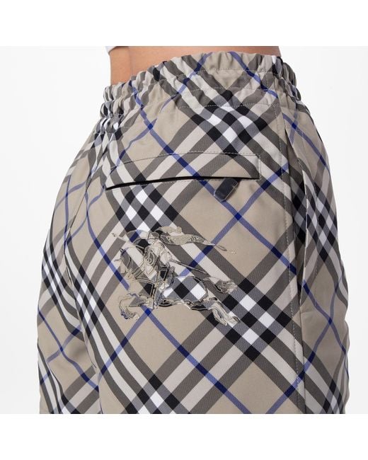 Burberry Gray Equestrian Knight Check Cotton Shorts, Brand Size 2 Us