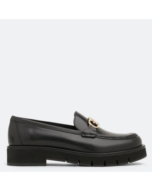 Ferragamo Black Rolo Gancini Loafers
