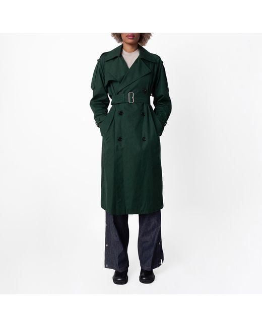 Burberry Green Castleford Double-Breasted Trench Coat, Brand Size 0 Us