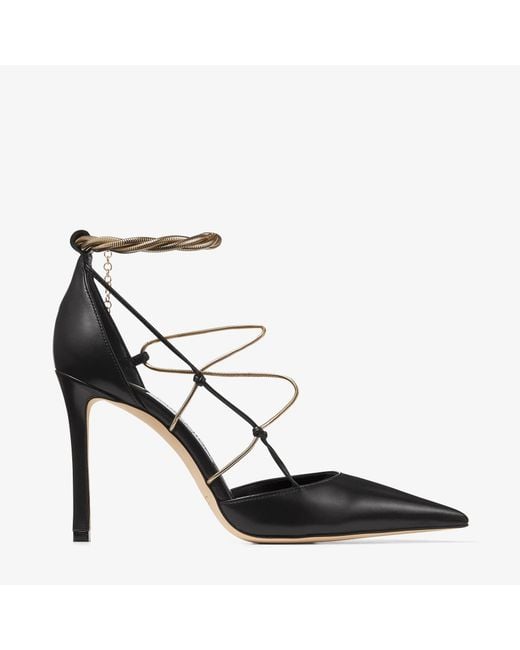 Jimmy Choo Black Olesia 95Mm Leather Pumps, Brand Size 35 Us