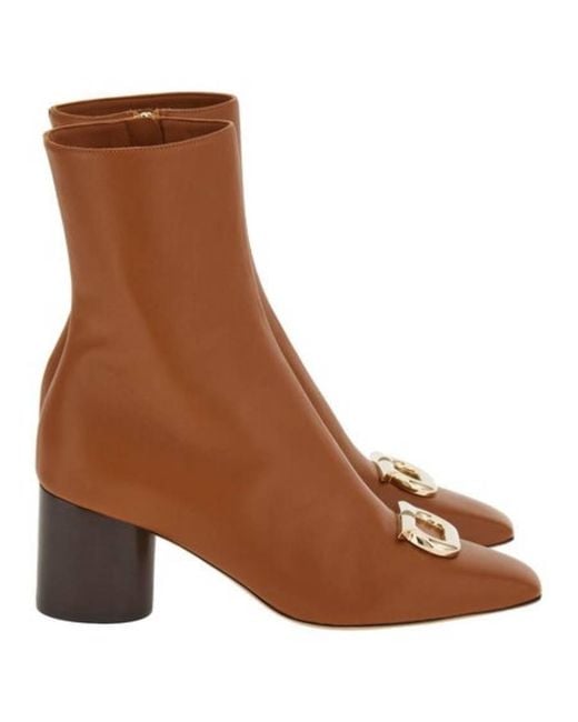 Ferragamo Brown Placida Gancini Ornament Anke Boots