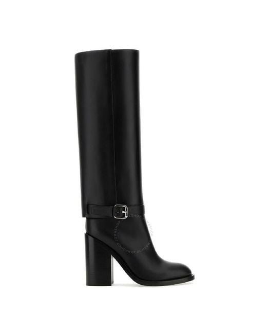Burberry Black High-Top Leather Boots, Brand Size 37 Us