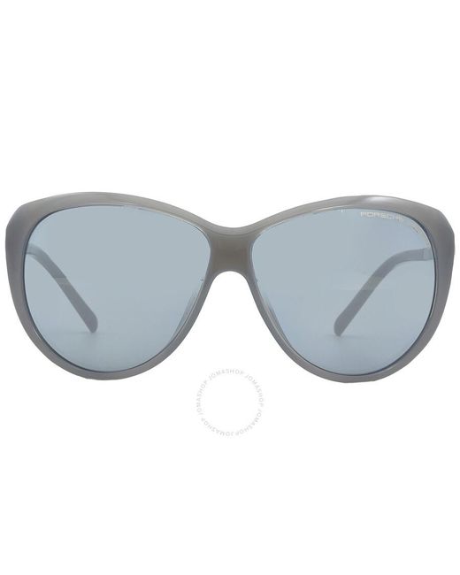 Porsche Design Gray Blue Cat Eye Sunglasses P8602 D 64