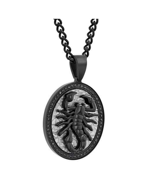 Robert Alton Black 1/4Ctw Diamond Stainless Steel With Finish Scorpion Pendant for men