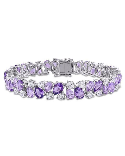 Amour Purple 27 1/6 Ct Tgw Rose De France Amethyst And Created Sapphire Vintage Bracelet
