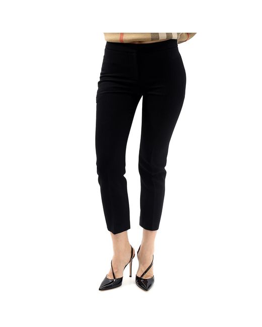 McQueen Black Wool And Silk Blend Crop Trousers, Brand Size 36 (Us