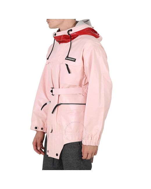 Burberry Pink Cut-out Hem Two-tone Coated Nylon Parka for men
