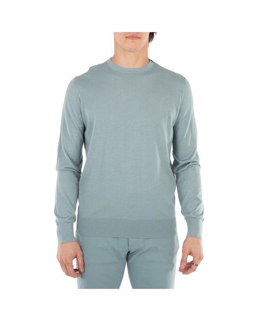 Zegna Blue Ermenegildo Long-Sleeve Cotton Sweatshirt for men