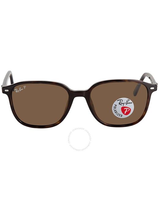 Ray-Ban Brown Leonard Polarized Square Sunglasses Rb2193 902/57 53