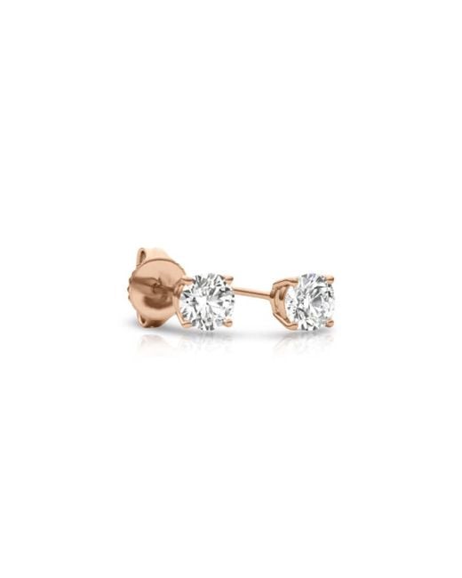 Tresorra White 14K Rose Round Cut Earth Mined Diamond Stud Earrings