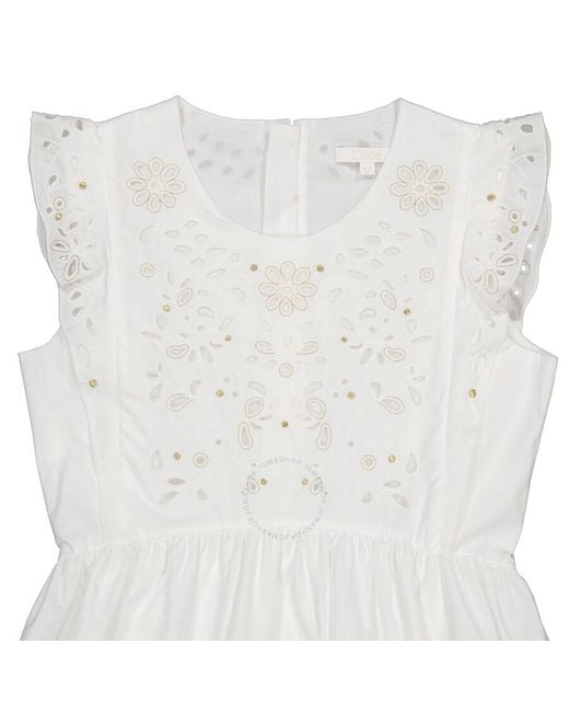 Chloé White Girls Broderie Anglaise Mini-me Cotton Dress