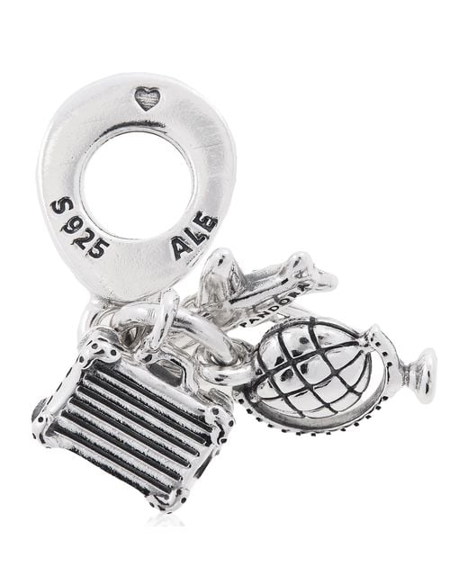 Pandora White Dog Sterling Charm With Clear Cubic Zirconia for men