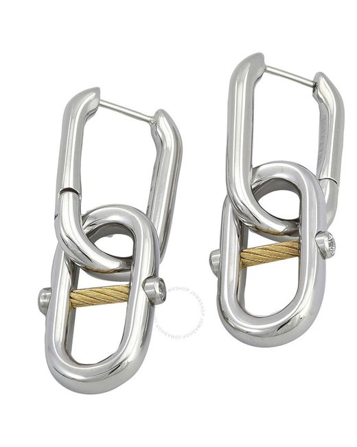 Charriol Metallic St. Tropez Mariner Stainless Steel Yellow Gold Pvd Chain Link Earrings