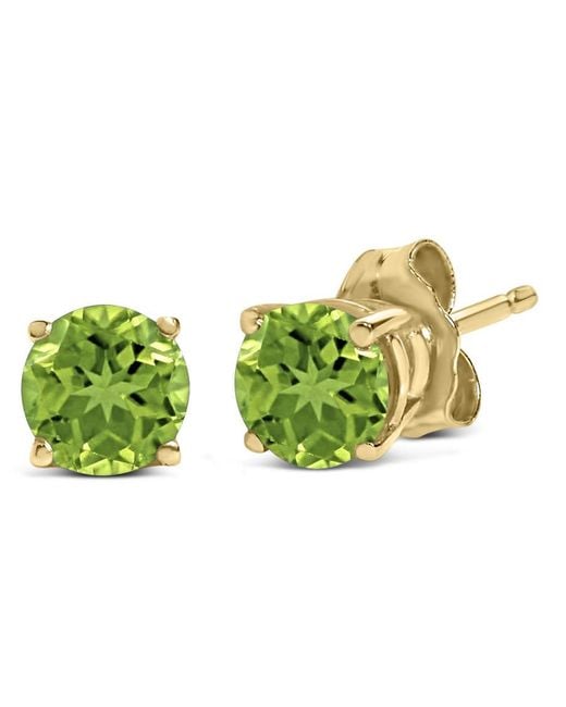 Haus of Brilliance Green 14K 5X5Mm Round Peridot Solitaire Stud Earrings