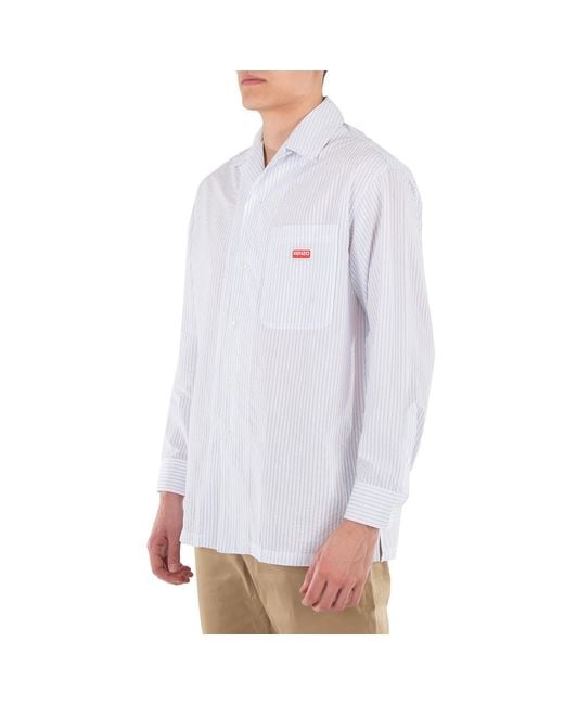 KENZO White Striped Long Sleeve Shirt for men