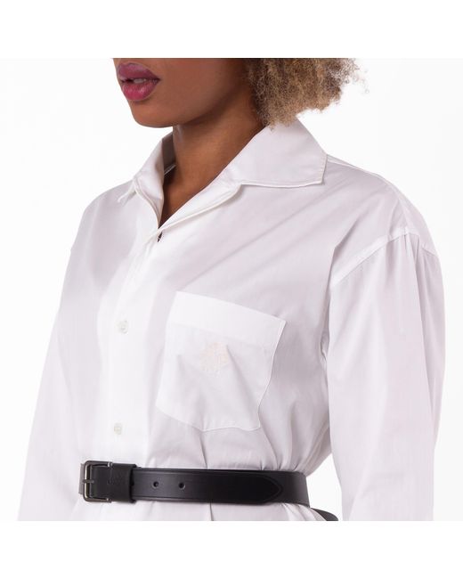 Bally White Embroidered Logo Button-Up Shirt