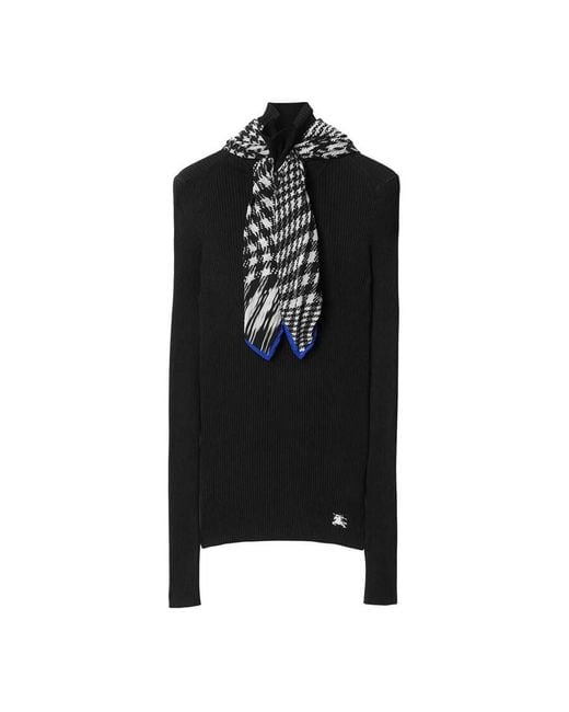 Burberry Black Scarf Rib Knit Sweater