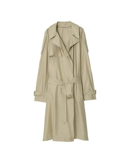Burberry Natural Long Silk Belted Trench Coat, Brand Size 52 Us for men