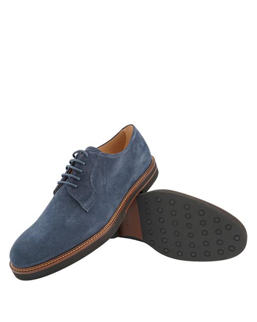 Tod's Blue Suede Lace-up Derby Shoes for men