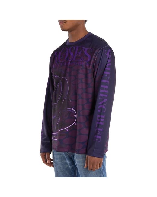 Burberry Purple Rose-Print Long-Sleeve Jumper for men