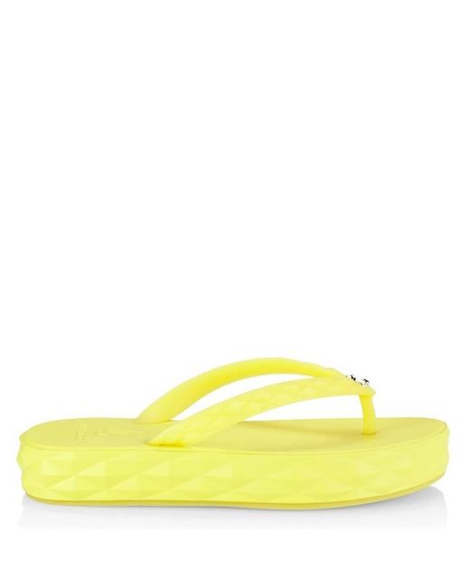 Jimmy Choo Yellow Diamond Rubber Flip Flops, Brand Size 41 Us