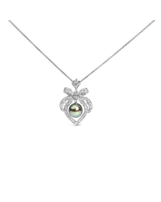 Haus of Brilliance Metallic 18K 3/4 Cttw Diamond And 12.5 Mm Cultured Tahitian Pearl Heart Pendant Necklace