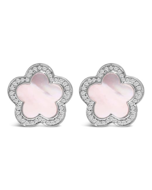 Haus of Brilliance Pink 14K Mother Of Pearl And 1/5 Cttw Diamond Halo Star Stud Earrings