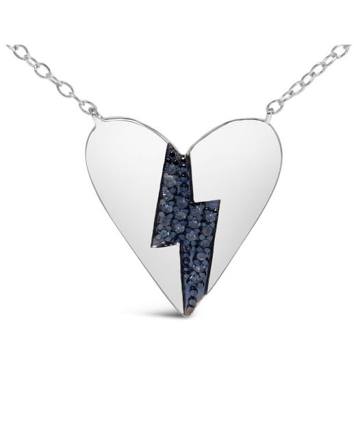 Haus of Brilliance Metallic 925 Sterling Diamond Broken Heart Pendant Necklace